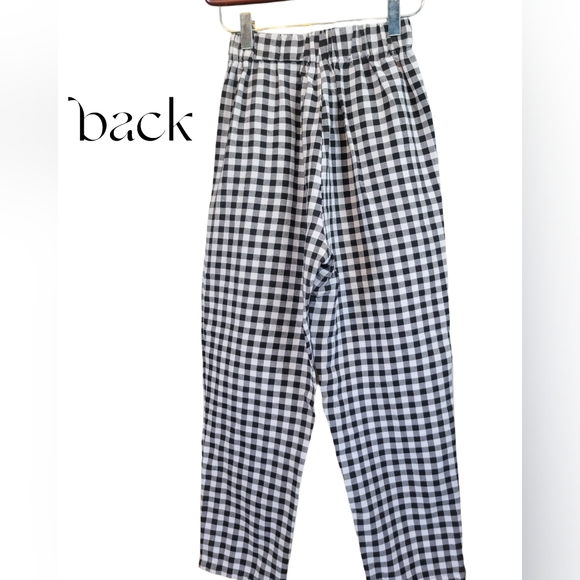 SHEIN. SUPER CUTE BLACK AND WHITE CHECK DRAWSTRING PANTS SIZE XS - Picture 3 of 7